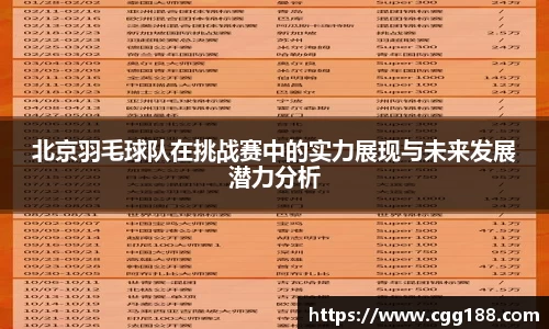 北京羽毛球队在挑战赛中的实力展现与未来发展潜力分析